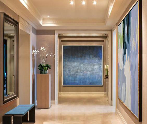 Abstract Painting Extra Large Canvas Art,Oversized Contemporary Painting,Hand Painted Abstract Art,Dark Blue,Black,Grey.etc